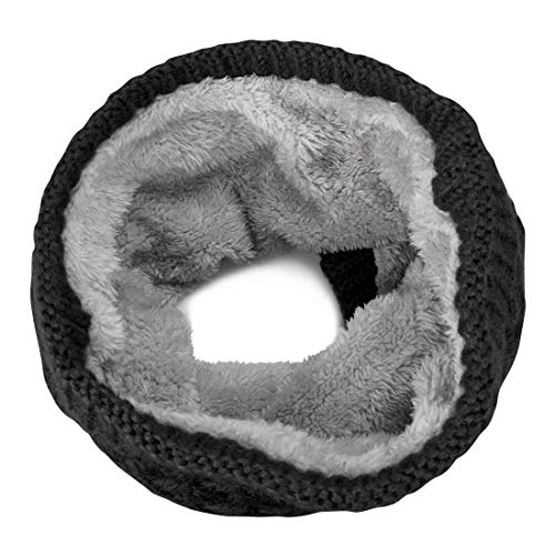 heekpek Calentador de Cuello Bufanda de Tubo Lazo para Hombre y Mujer Multifuncional Grueso y Cálido Bufanda y Gorra para Deportes de Invierno Desgaste de Pareja Fulares (Negro)