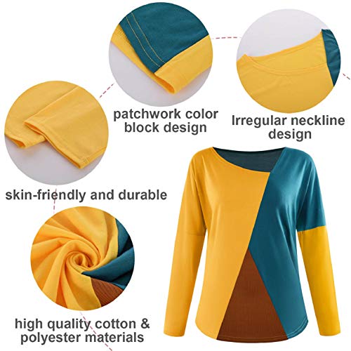 heekpek Costura Color De Contraste Cuello Redondo Manga Larga/Corta Camiseta Mujer Top Mujer Camisas Mujer Verano Elegantes Casual Mujer Mang A Costura De ImpresióN De Manga
