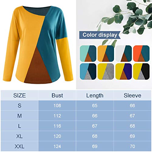 heekpek Costura Color De Contraste Cuello Redondo Manga Larga/Corta Camiseta Mujer Top Mujer Camisas Mujer Verano Elegantes Casual Mujer Mang A Costura De ImpresióN De Manga