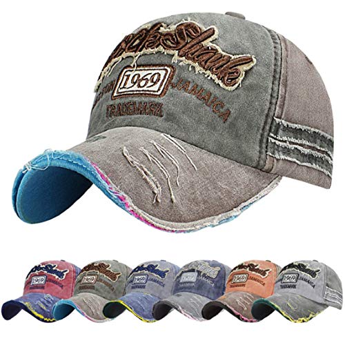 heekpek Gorra de Béisbol Vintage Gastada Moda Gorras Hmobre Beisbol Visera Gorra Verano Mujer Béisbol Algodón Motocicleta Gorra Molienda Borde Haga Viejo Sombrero Casual Gorras Viseras (1969 Marrón)