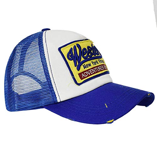 heekpek Gorras Hmobre Beisbol con Visera Gorra de Rejilla Bordados de Verano Mujer Transpirable Casual Gorras Rapero Trucker Hombre Viseras Hombre Retro (Azul)