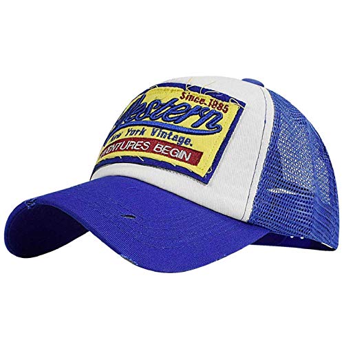 heekpek Gorras Hmobre Beisbol con Visera Gorra de Rejilla Bordados de Verano Mujer Transpirable Casual Gorras Rapero Trucker Hombre Viseras Hombre Retro (Azul)