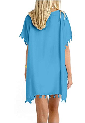 heekpek Mujer Borla Trajes de Baño Gasa Pareos Ropa de Playa Beach Bikini Cover Up Camisolas y Pareos Pareos Playa Mujer