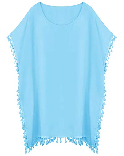 heekpek Mujer Borla Trajes de Baño Gasa Pareos Ropa de Playa Beach Bikini Cover Up Camisolas y Pareos Pareos Playa Mujer