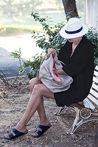 heekpek Mujer Gasa Pareos Traje De Baño Bikini Playa Manto Blusa Media Manga para Playa o Piscina,Vestido de Playa Vintage