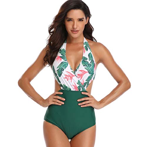 heekpek Mujer Halter Traje de Baño de Una Pieza V-Cuello Top Bikini Push Up Bañador Monokinis Sexy Swimwear Tankinis Talla Grande Ropa de Baño Bikinis