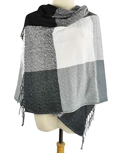 heekpek Mujeres caliente Mantas Cozy Pashmina bufanda larga tartán enrejado mantón (Nergo)