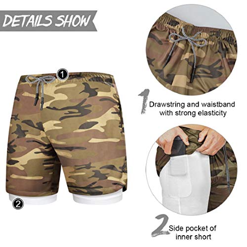 heekpek Pantalones Cortos Hombre Sport Verano Shorts Deportivos Transpirables de Doble Capa con Bolsillos Pantalon Corto Hombre Deporte