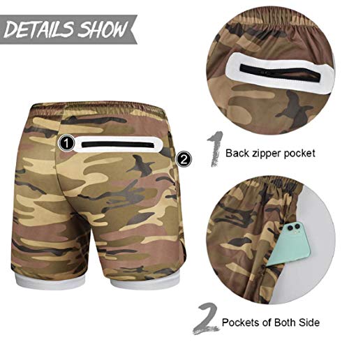 heekpek Pantalones Cortos Hombre Sport Verano Shorts Deportivos Transpirables de Doble Capa con Bolsillos Pantalon Corto Hombre Deporte