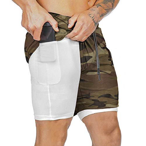 heekpek Pantalones Cortos Hombre Sport Verano Shorts Deportivos Transpirables de Doble Capa con Bolsillos Pantalon Corto Hombre Deporte