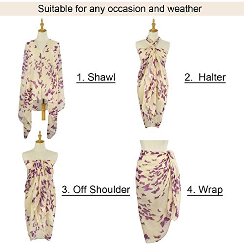 heekpek Pañuelo de Seda Mujer Elegante Bufanda Moda Chals Señoras Elegante Estolas Fular Manton Estampado de Mujer (B)