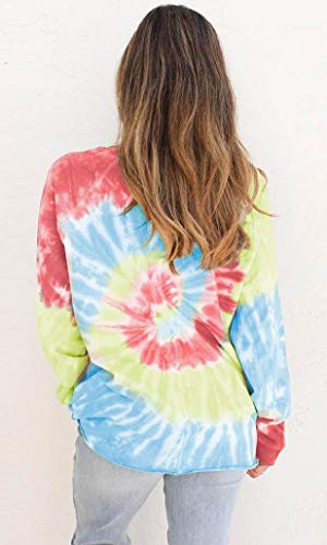 heekpek Sudaderas Mujer Sweatshirt Casual Pullover Mujer Tie Dye Sudaderas sin Capucha Cuello Redondo Camiseta Manga Larga Mujer para Primavera Otoño e Invierno