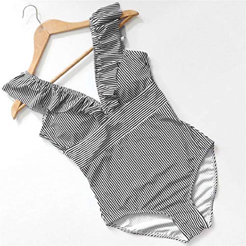 heekpek Traje De Baño Mujer Una Pieza Moda Monokini Push Up Brasileño Rayas Floral Impresión Baño Bañador Traje Bikini Bañadores De Mujer Tallas Grandes Ropa de Baño Cuello en V