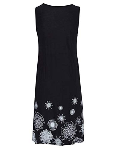 heekpek Vestidos de Playa Estampado sin Mangas Cuello Redondo Casual Verano Mujer