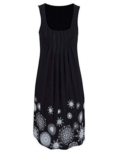 heekpek Vestidos de Playa Estampado sin Mangas Cuello Redondo Casual Verano Mujer