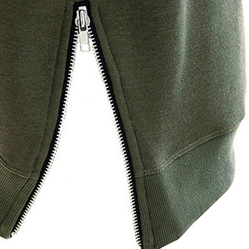 Heflashor Sudadera con capucha para mujer, de manga larga, con forro cálido, cómoda, de algodón, suelta, informal, de manga larga Verde militar. S