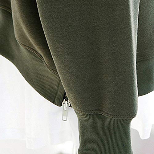 Heflashor Sudadera con capucha para mujer, de manga larga, con forro cálido, cómoda, de algodón, suelta, informal, de manga larga Verde militar. S