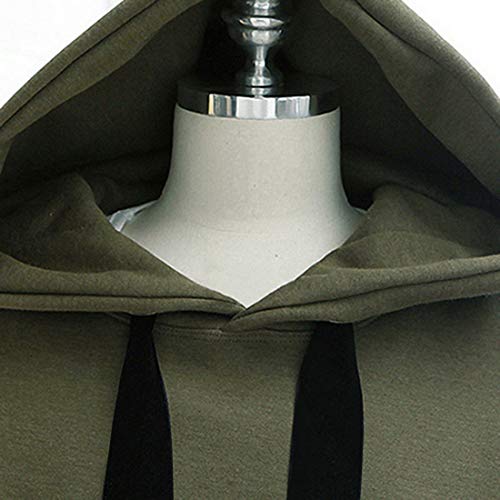 Heflashor Sudadera con capucha para mujer, de manga larga, con forro cálido, cómoda, de algodón, suelta, informal, de manga larga Verde militar. S