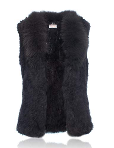 HEIZZI genuino del conejo con chaleco de piel de zorro cuello de piel suave