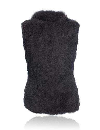 HEIZZI genuino del conejo con chaleco de piel de zorro cuello de piel suave