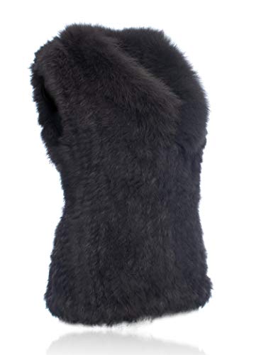 HEIZZI genuino del conejo con chaleco de piel de zorro cuello de piel suave