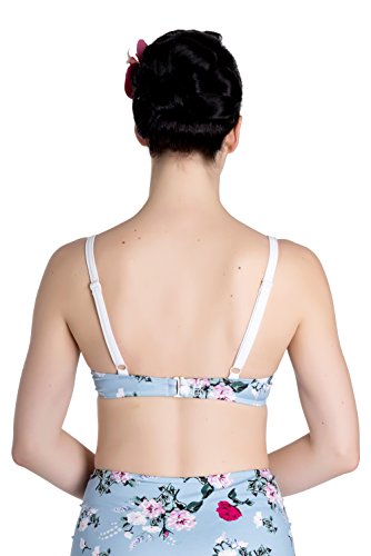 Hell Bunny Belinda - Bañador para mujer, diseño de rosas Menta clara con diseño multicolor. L