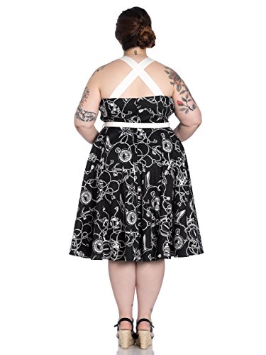 Hell Bunny Vestido de Tirantas Cruzadas Mistral Estilo Años 50 Retro Vintage - L