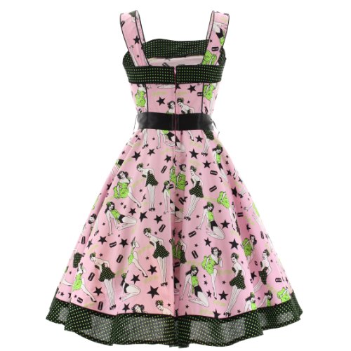 Hell Bunny Vestido Dixie Dress. rosa S