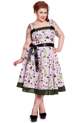 Hell Bunny Vestido Dixie Dress. rosa S