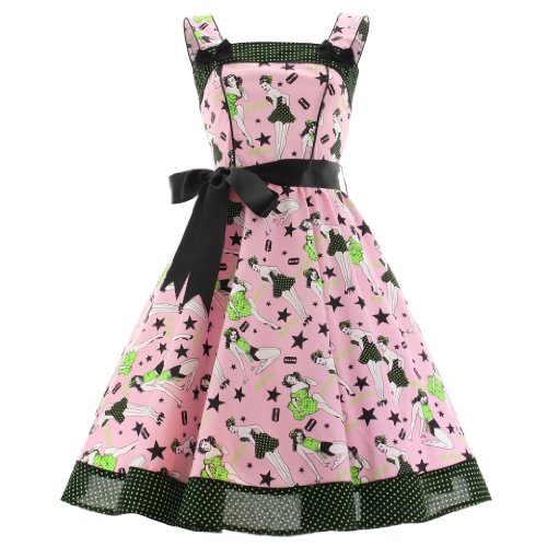 Hell Bunny Vestido Dixie Dress. rosa S