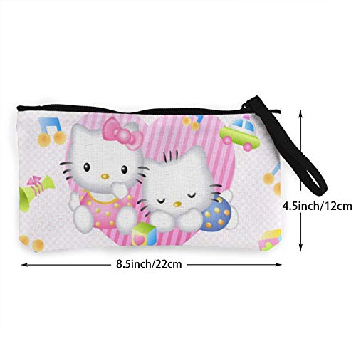 Hello Kitty - Monedero de lona resistente al desgaste, ligero y portátil, multifuncional, con cremallera, bolsa de cosméticos para mujer