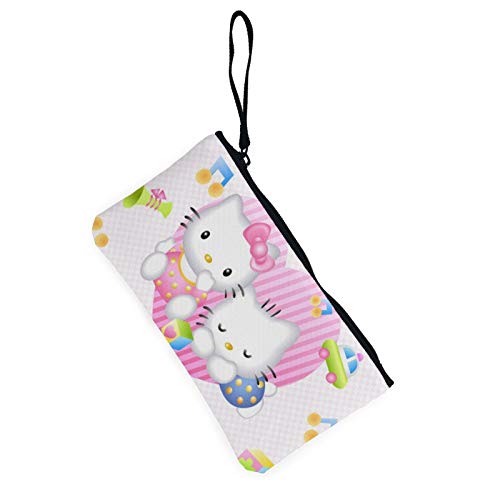 Hello Kitty - Monedero de lona resistente al desgaste, ligero y portátil, multifuncional, con cremallera, bolsa de cosméticos para mujer