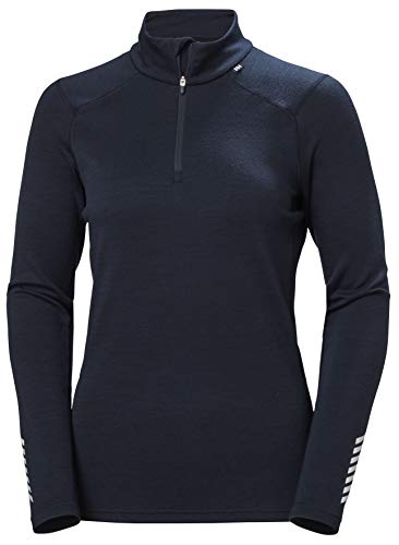 Helly Hansen Camiseta de Lana Merino Midweight de Media Cremallera para Mujer, Mujer, 49377, Azul Marino, Extra-Large