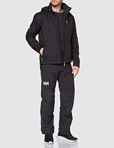 Helly Hansen Crew Hooded Midlayer - Chaqueta Impermeable, Cortavientos y Transpirable, con Forro Polar y Capucha Integrados, Hombre, Negro (990 Black), XS