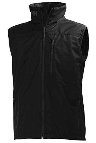 Helly Hansen Crew Vest Chaleco Marino con Forro Polar Interior para Hombres, Impermeable y diseñado para Cualquier Actividad Casual o Deportiva, Negro, L