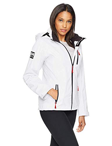 Helly Hansen W Crew Hooded Midlayer Chaqueta Impermeable, Cortavientos y Transpirable, con Capucha, Mujer, Blanco, XL