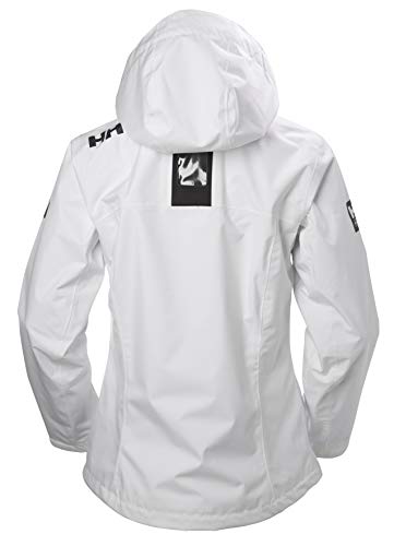 Helly Hansen W Crew Hooded Midlayer Chaqueta Impermeable, Cortavientos y Transpirable, con Capucha, Mujer, Blanco, XL