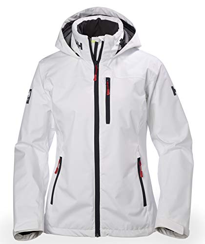 Helly Hansen W Crew Hooded Midlayer Chaqueta Impermeable, Cortavientos y Transpirable, con Capucha, Mujer, Blanco, XL