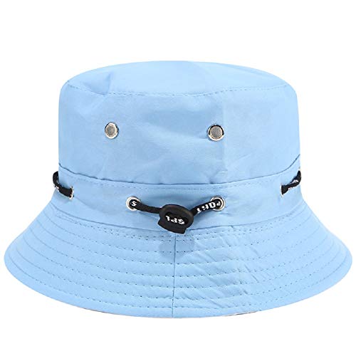 Hemuu 2 PCS Sombrero para Sol/Fishing Hats, Sombrero Pesca del Sol Gorra para Mujer, Exterior Sombrero de ala Ancha, Sombrero de Pescador Cap, Gorra para el Sol para Mujeres (Azul Claro/Rojo Vino)