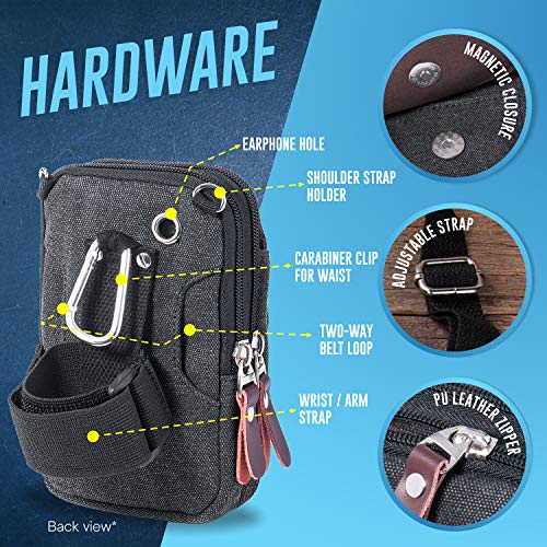 Hengwin Bandolera Hombre Pequeña, Riñonera Deportiva, Porta Movil, Riñonera Running Hombre, Bolso Monedero Bolsa De Molle, Muñequeras Crossfit Para iPhone 11 Pro Max XS XR 8 7 6S Plus Samsung Note 10