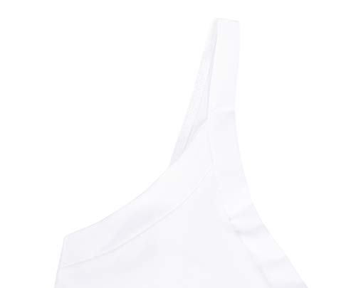 HenzWorld Chaleco Cami Sin Mangas para Mujer Verano Blanco Camisetas Sin Mangas Casuales Mujeres Cuello en v Camisa Suelta Sin Espalda Blusa Talla S