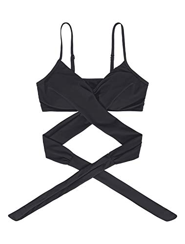 HenzWorld Mujer Criss Cross Traje de Baño Tankini Floral Estampado de Cintura Alta Traje de Baño de Dos Piezas para Mujer Conjunto de Bikini Halter Sexy (Piel de Serpiente Talla M)