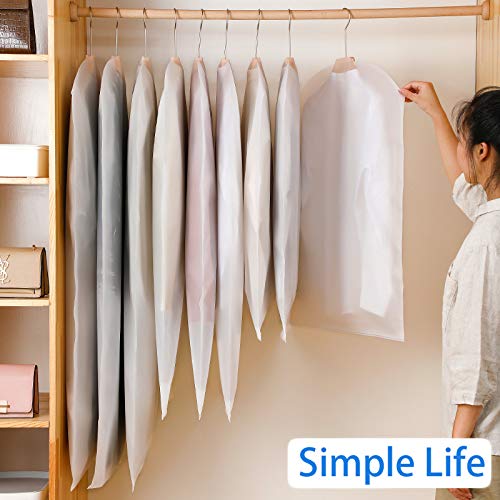 HEPAZ Fundas de Ropa, Juego de 10 Fundas de Ropa Transpirables,Bolsas de Ropa a Prueba de Polvo,con Cremallera Completa y Agujero Superior para Gancho de Percha para Camisas, Disfraces, Abrigos