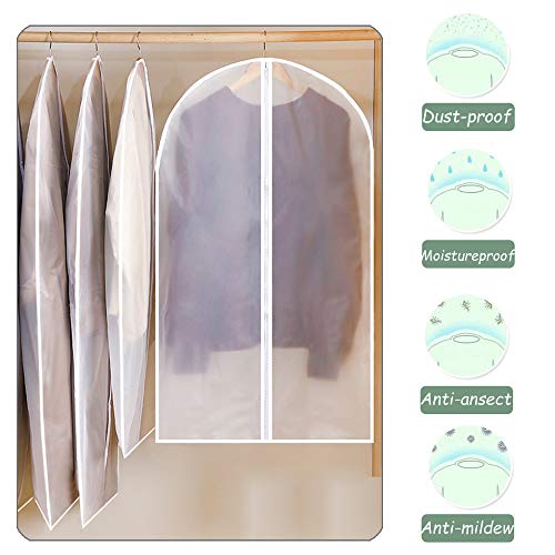 HEPAZ Fundas de Ropa, Juego de 10 Fundas de Ropa Transpirables,Bolsas de Ropa a Prueba de Polvo,con Cremallera Completa y Agujero Superior para Gancho de Percha para Camisas, Disfraces, Abrigos