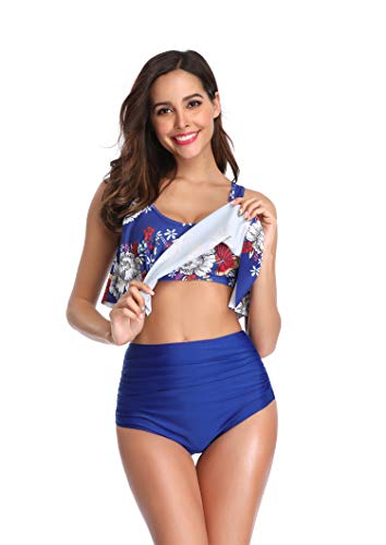 HERAHQ Las Mujeres de Talle Alto Traje de baño, Traje de baño de Dos Piezas del Volante Scoop del Bikini de la Vendimia, Conjuntos Cabestro Traje de baño Atractivo,H,M