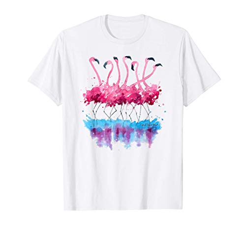 Hermosos flamencos rosados de baile tropical Camiseta