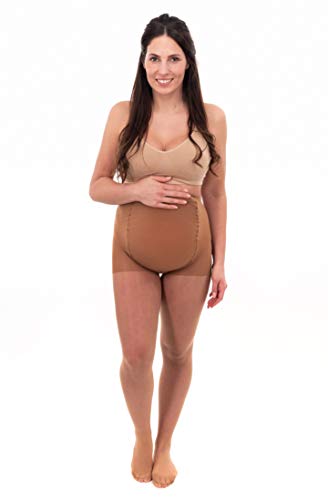 Herzmutter 20 DEN Medias Premamá - Medias Maternidad - Medias de embarazo - Panty Para Futura Mama -Para mujeres embarazadas - Juego de 1 y 2-1220 (L-XL, Beige-Oscuro, 2x)
