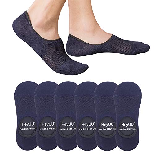 HeyUU 3 | 6 | 10 Pares de Calcetines de Algodón para hombres y mujeres Calcetines de deporte invisible con 8 tiras de silicona antideslizantes