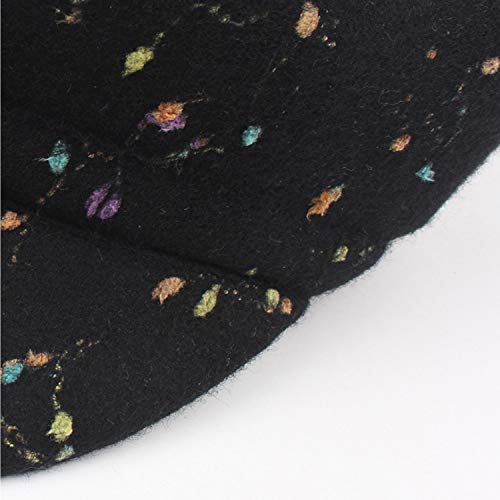 HHF Caps y Sombreos Cap 2018 Sombrero Mujer Otoño Invierno Retro Graffiti Lana Beltlet (Color : Black, Size : Adjustable)