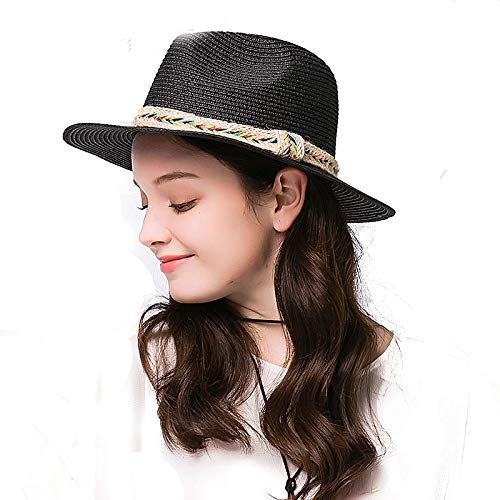 HHF Caps y Sombreos para Las Mujeres 2018 Nuevo Sombrero de Vaquero con Gorra de Playa Verano Guita de Color (Color : Natural, tamaño : 56-58cm)